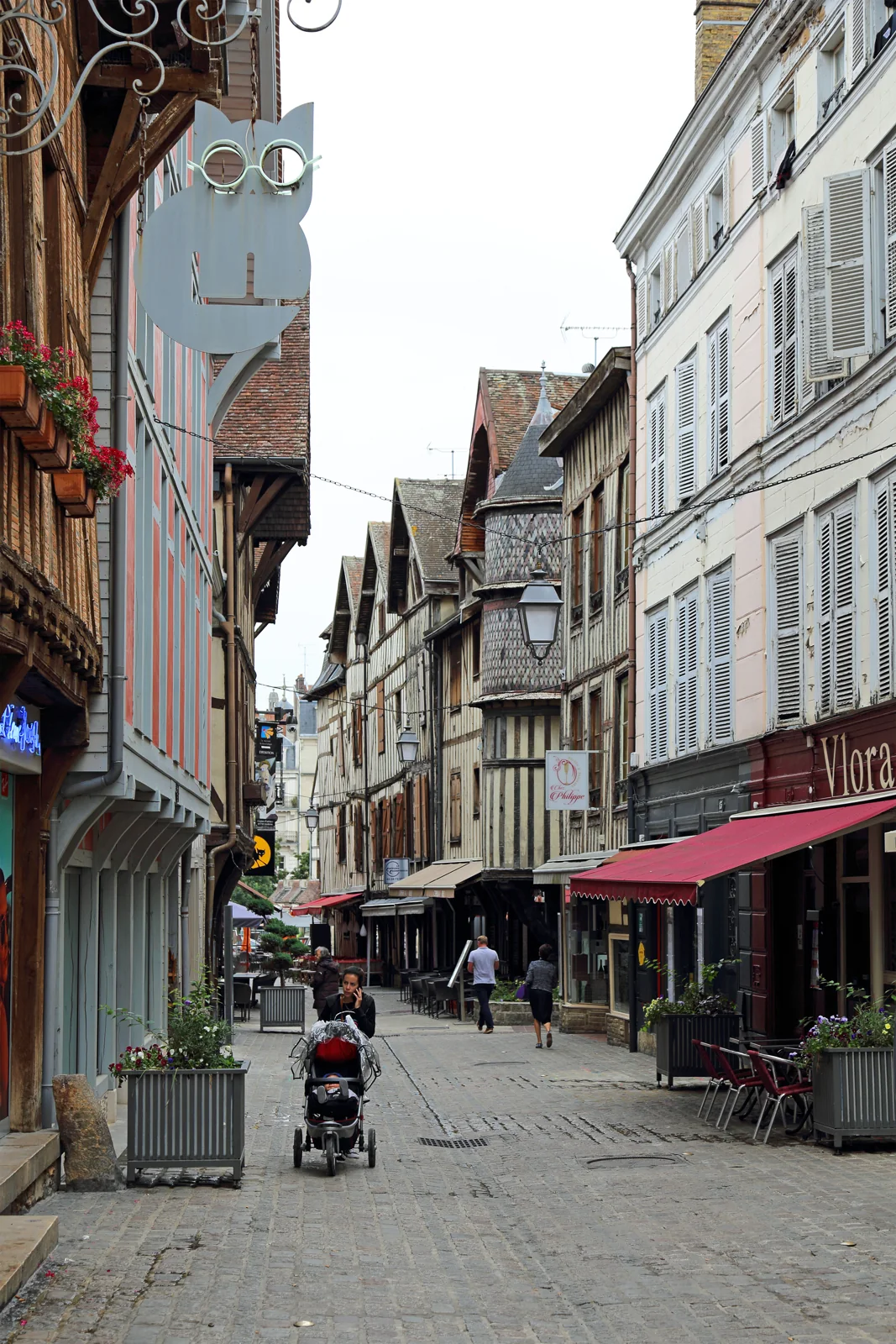 Maisons à pans de bois de la rue Champeaux, dans le centre historique de Troyes